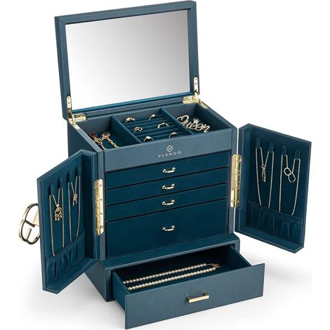 Boîte à bijoux Grande 6 niveaux,Rangement maison, cuir PU (1/5)