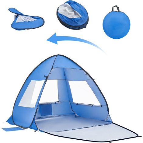Tente de plage abri solaire 2 personnes, protection UPF 50+, ombrelle portable avec sac de transport et poches à sable, léger et montage facile, parasol plage camping pêche pique-nique (1/5)