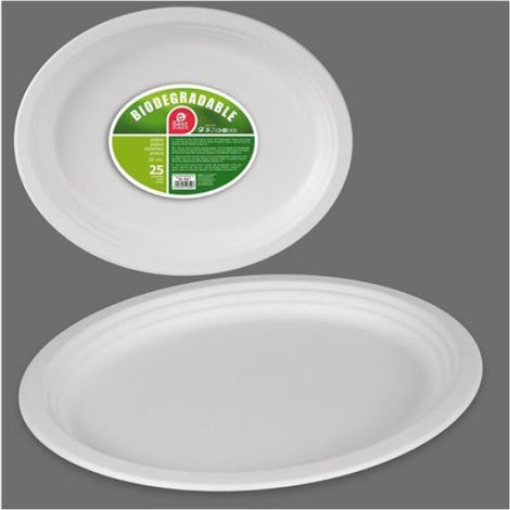 Assiette Ovale Biodégradable ø32 Cm, 25 Unités (1/4)