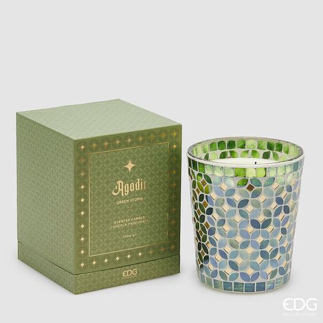 EDG Enzo De Gasperi Candela Agadir con Profumo 1.400 Gr H 18 Cm D 16 Cm Green Utopia (1/4)