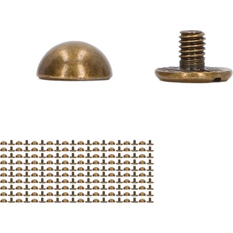 Kit de 100 rivets pour cuir de 8 mm, petits rivets ronds portables en forme de champignon, en alliage dur électroplaqué bronze. (1/5)
