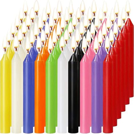 60 Bougies Coniques Petits, Bougies Petit Dripless, Magique Bougie, pour Carillons, Veillée aux Chandelles, Magie, Rituels, Décorations de Fête (10 Couleurs 4 Pouces De Hauteur) (1/5)