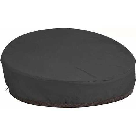 Housse de chaise longue ronde pour canapé - lit avec sangles et poignées, housse de pare-soleil imperméable extérieure, housse de lit de jardin imperméable, housse de chaise longue ronde Oxford 210D (1/2)