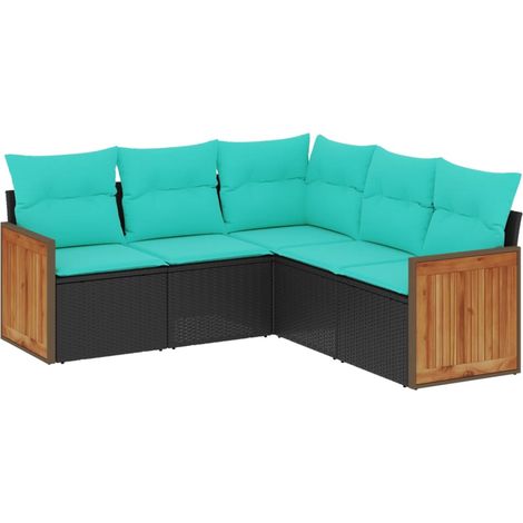 Maison Exclusive - 5-teiliges Gartensofa-Set mit Kissen, schwarze (1/5)