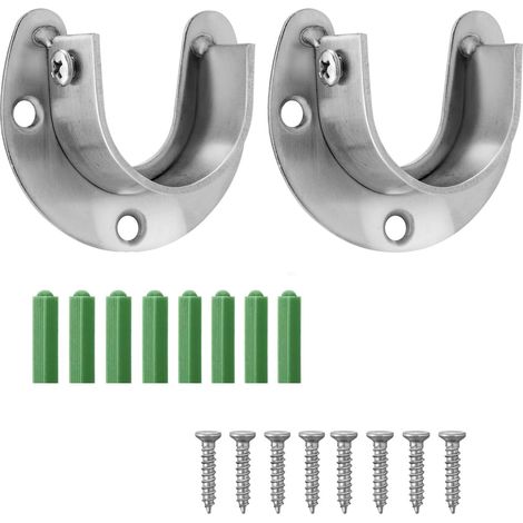 2 brides support en U inox pour tige, ouverture 32 mm, fixation facile (1/5)