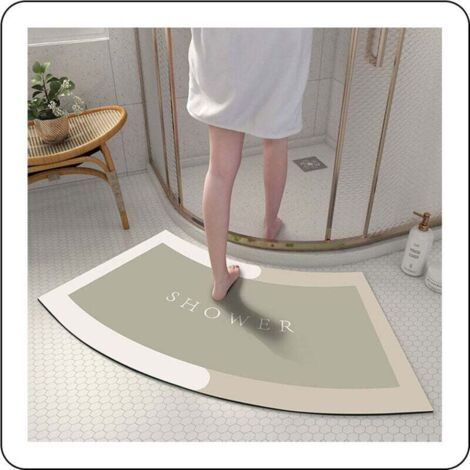 Tapis de Bain Courbé pour Salle de Bains - Très Absorbant, Séchage Rapide, Antidérapant, en Microfibre - Moquette de Douche Confortable et Fonctionnelle (1/4)