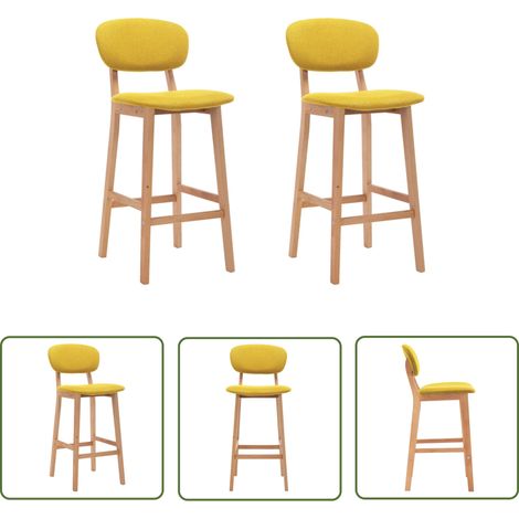 The Living Store Tabourets de bar lot de 2 jaune moutarde tissu - Chaises De Bar - Tabourets De Comptoir - Meubles De Cuisine - Mobilier Moderne - Chaises Rembourrées (1/5)
