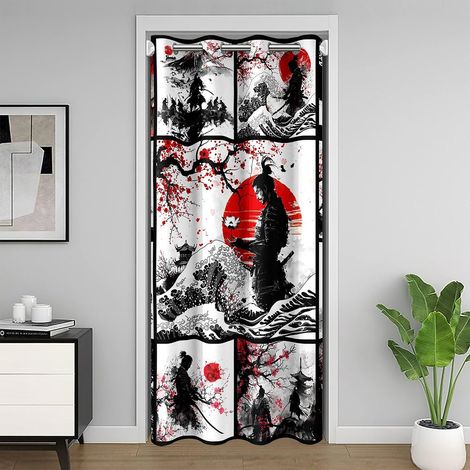 Rideau de porte, 86 x 203 cm, motif fleurs de cerisier pour enfants, garçons et filles, rideau de vagues d'océan japonais, pour porte intérieure, séparateur de pièce, coucher de (1/5)