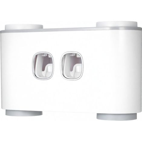 Conjunto de almacenamiento de pared Ecoco con dispensador automático de pasta de dientes, portacepillos de dientes, 2 dispensadores de pasta de dientes, 4 vasos y 5 portacepillos de dientes, color gri (1/5)