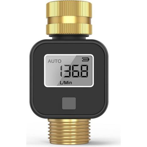 Compteur eau numérique 4 modes débitmètre laiton pour tuyau arrosage (1/5)