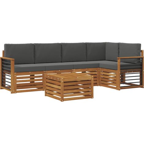 Set divano sezionale con cuscino 6 pcs Naturale e Antracite vidaXL
