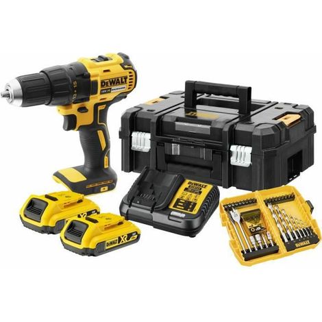 DEWALT BÜRSTENLOSER 18 V 2 AH LI-ION-AKKU-BOHRER, 2 DCE777D2K-AKKUS + 56 ZUBEHÖR