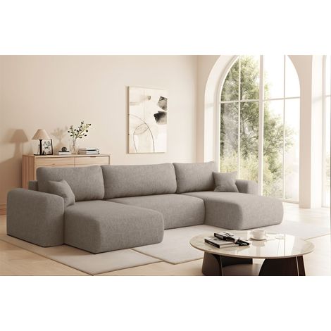 Wohnlandschaft Sofa mit Schlaffunktion FLORA Stoff Verita Dunkelbeige