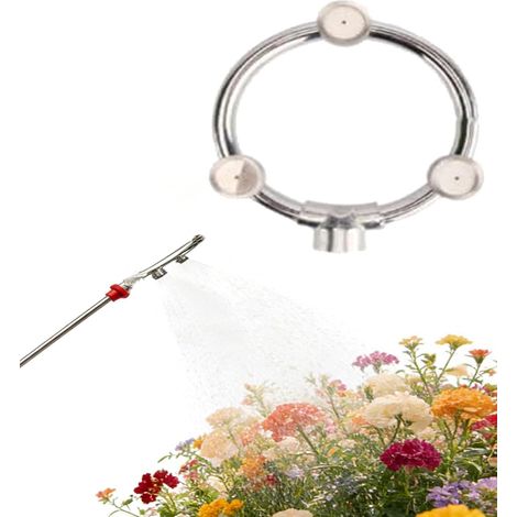 Atomizing Nozzle Stainless Steel Garden Circular Nozzle Ring Porous Sprayer For Garden Hose Spraying Multifunction Lightweight Sprayer (3 Heads: Approx) (1/5)