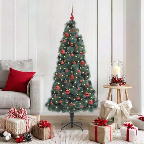 Künstlicher vorbeleuchteter Weihnachtsbaum mit Kugelset 150 cm