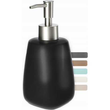 KADAX Seifenspender mit Pumpe, Pumpspender aus Keramik, Spender, Schwarz (1/5)