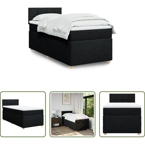vidaXL Taschenfederkern -  Boxspringbett mit Matratze Schwarz 80x200 cm Stoff (1/5)