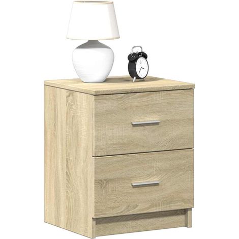 Table de chevet 2 tiroirs en bois d’ingénierie chêne Sonoma 40 x 36 x 50 cm - PANGIVO (1/5)