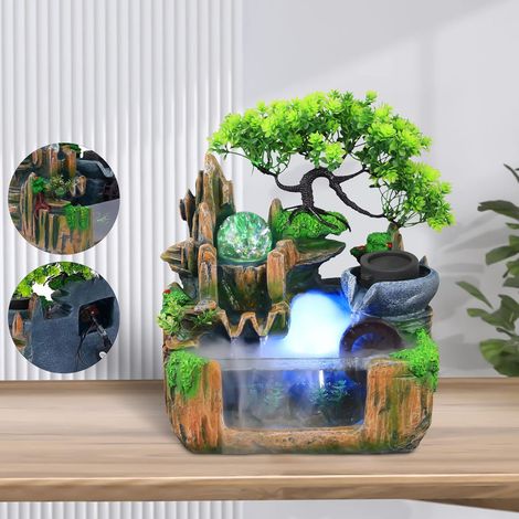 Fontaine d'intérieur avec éclairage LED - Fontaine pour le salon, la chambre à coucher, le bureau, la salle de méditation (1/5)
