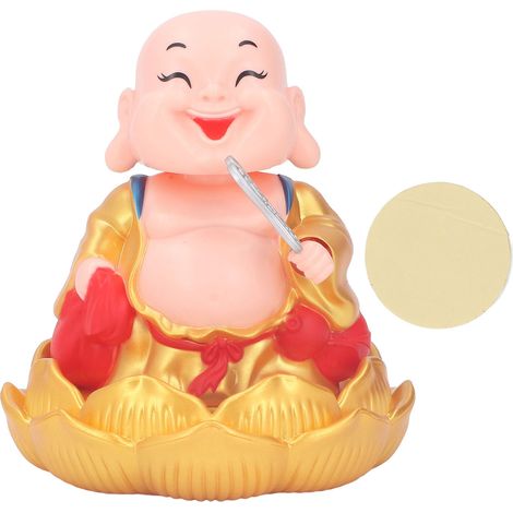 Bouddha Maitreya souriant et hochant la tête, jouet solaire automatique pour tableau de bord de voiture, doré (1/5)