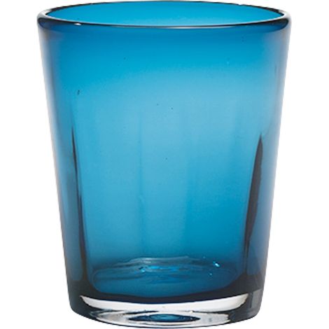 Zafferano Set 6 Bicchieri Tumbler Serie Bei Colore Blu Notte, Vetro Colorato in Massa Soffiato a Bocca, Lavorazione Artigianale a Mano Volante