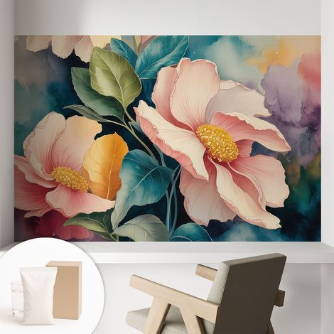 Tapete Vliestapete mit Kleber - Wanddekoration Wohnzimmer - Tapete Schlafzimmer Blumeneleganz 104x70 cm (1/5)