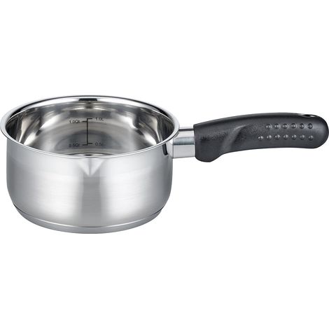 Casserole sans couvercle Acier inoxydable satiné Poignée plastique antidérapante avec graduation en litres et système de distribution d'huile 16 cm (1/5)
