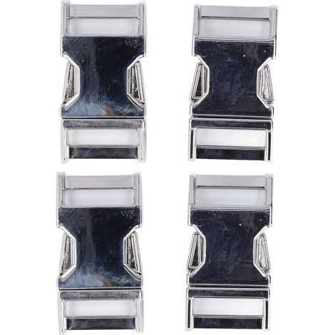 Boucle à libération latérale 4 pièces 25x47mm alliage zinc brillant robuste, mousqueton métal polyvalent pour sac à dos collier chien DIY blanc nickel (1/5)