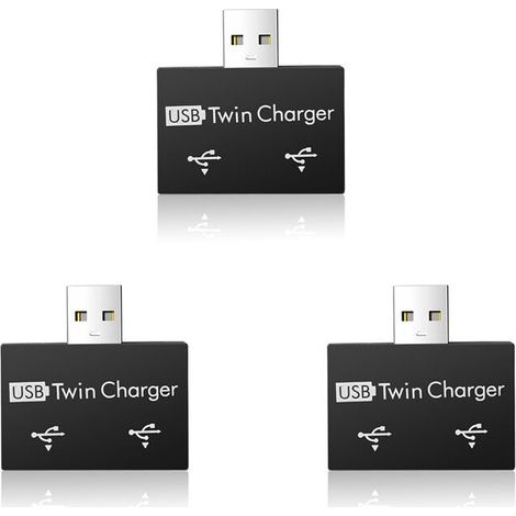 3X hub USB portatile verso 2 porta caricatore hub adattatore USB splitter dual USB carica extender per telefono computer nero