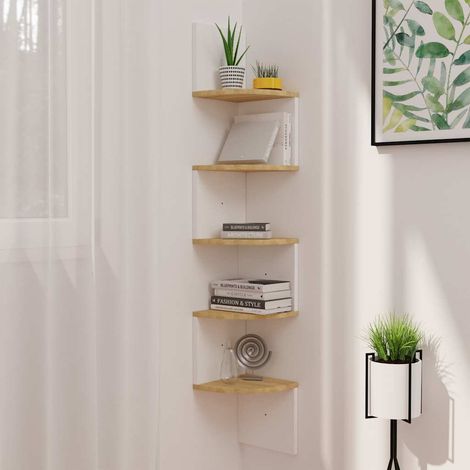 vidaXL Étagère d'angle murale blanc et chêne sonoma 19x19x123 cm (1/5)