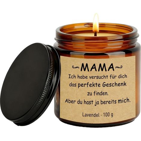 Duftkerze Lavendel mit Spruch für Mama, 100g Sojawachs, Geschenkidee
