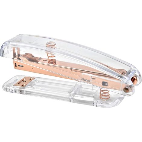 Stapler - Acrylic - Rose Gold - 25 Sheets Capacity - Compatible With 24/6 And 26/6 Staples - 1 Piece (1/5)