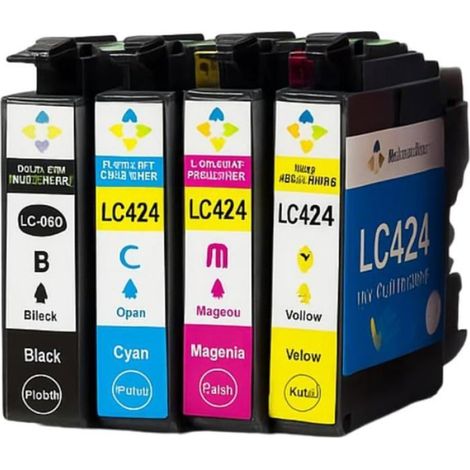 Pack de 4 Cartouches Compatibles - - LC424 - Multi-couleurs - Encre Pigmentée - 750 pages (noir)