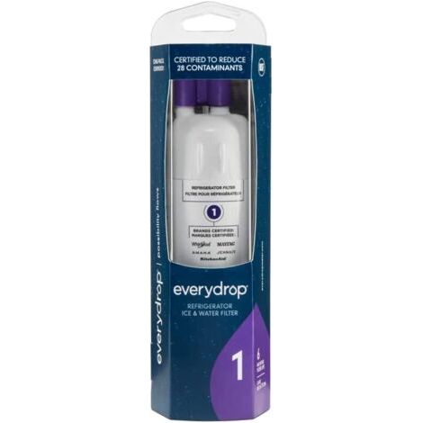 Filtro de agua y hielo para refrigerador Everydrop de Whirlpool (EDR1RXD1) – Paquete individual – Morado (1/5)