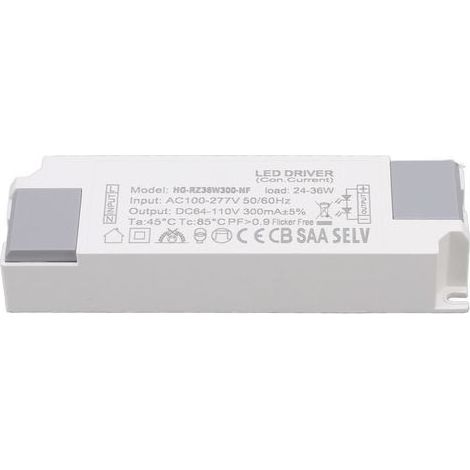 Adaptateur LED 24‑36W 300mA, transformateur pour éclairage LED, entrée AC100‑277V, sortie DC64‑110V, connecteur d’alimentation. (1/5)