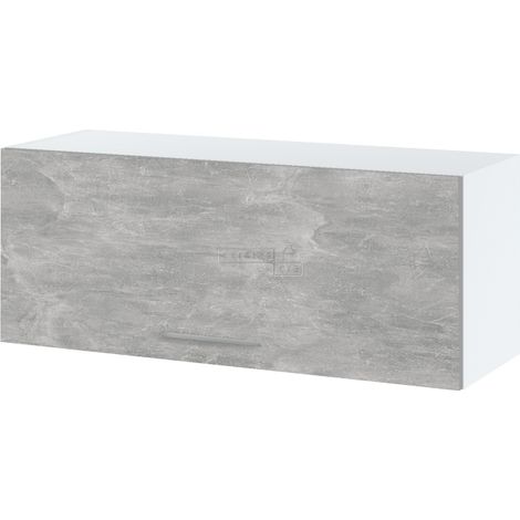 Meuble haut SLIM de cuisine Bellissi Beton Naturel 1 porte relevable L 90 cm - Porte avec poignée apparente Grey