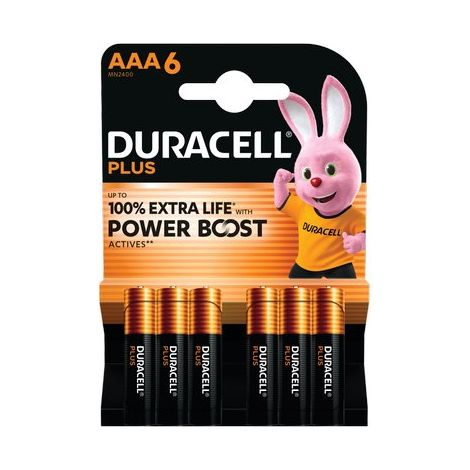 PILA MINI STILO AAA PLUS POWER BOOST DURACELL - ALCALINA VOLT 1,5 CF=PZ 6- 10 confezioni
