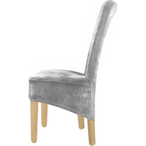 Housse de chaise XL en velours élastique gris clair [21DW] (1/5)