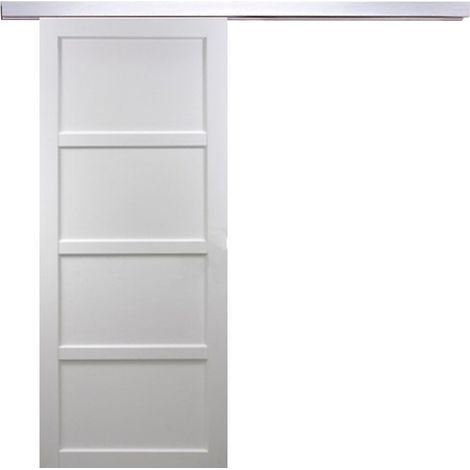 Porte Coulissante Tamera Blanc 4 Panneaux H204 X L73 Avec Rail Alu