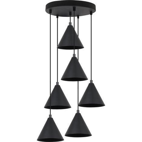 LÁMPARA COLGANTE SOHO NEGRA 6 PLACAS 14CM E14 (1/5)