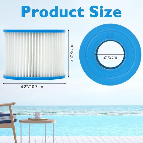 Juego de 4 filtros para spa tipo VI, compatibles con Bestway, Lay-Z Spa, Intex y Coleman. Lavables y reutilizables, aptos para spas y jacuzzis inflables. (1/4)