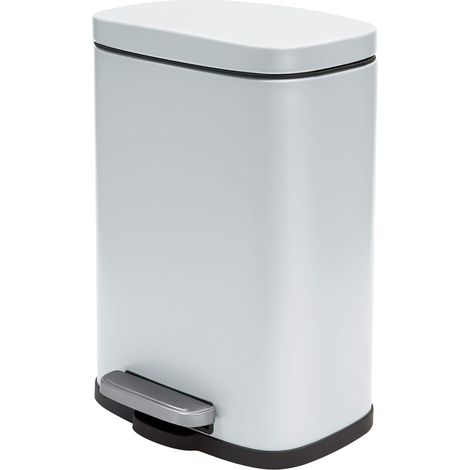Poubelle de Salle de Bain à Pédale AKIRA - Acier Inoxydable Haut de Gamme - Fermeture Silencieuse Easy-Close - Blanc Mat - 12L (1/5)