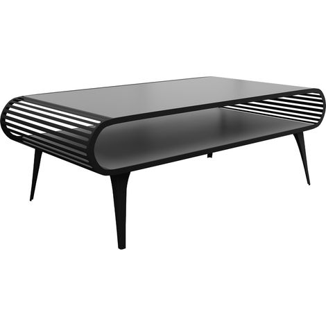 Mesa de centro Oswego 161, Grafito, 44x60x120cm, Diámetro: 0, Aglomerado laminado, Angular