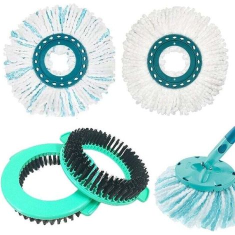 Pour les têtes de coupe Leifheit Leifi : brosse de nettoyage à fil dur, accessoires pour têtes de coupe spirales - 2 brosses rondes spirales + 1 brosse blanche + 1 brosse bleue et blanche - Crezuo