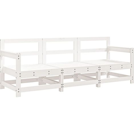 Maison Exclusive - Set Salotto da Giardino 3 pz Bianco in Legno Massello di Pino
