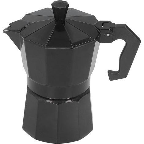 3-Tassen-Mokakanne (150 ml) aus schwarzem Aluminium – Italienische Kaffeemaschine mit Filterkanne, 3-teiliges Set (1/5)