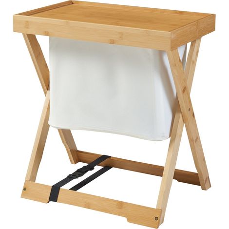 Tavolo da picnic in bambù e poliestere 53 x 48 x 32 cm crema naturale e nero 030011043