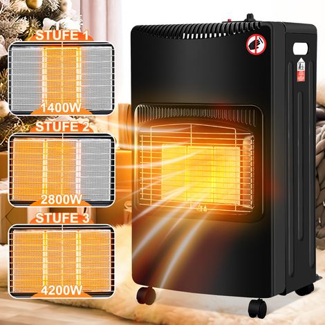 Wolketon Mobile Gasheizung 4,2 kW faltbar, Infrarot Gasofen für LPG, Piezozündung, 4 Rollen, Deutschland (1/5)