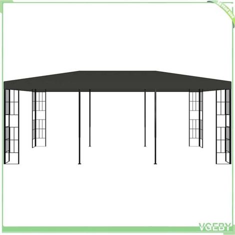 Tonnelle - FAFEICY - Belvédère 47986 - 3x6 m - Anthracite et noir - Structure acier / toit polyester (1/5)