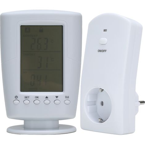 Prise thermostat sans fil, multifonctionnel, programmable, 433,92 MHz, plastique, charge rapide et fiable (1/5)